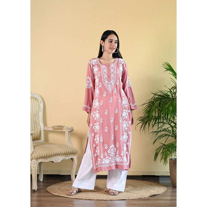 House of Chikankari Qalb Chikankari Modal Straight Kurta