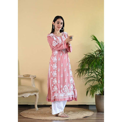 House of Chikankari Qalb Chikankari Modal Straight Kurta