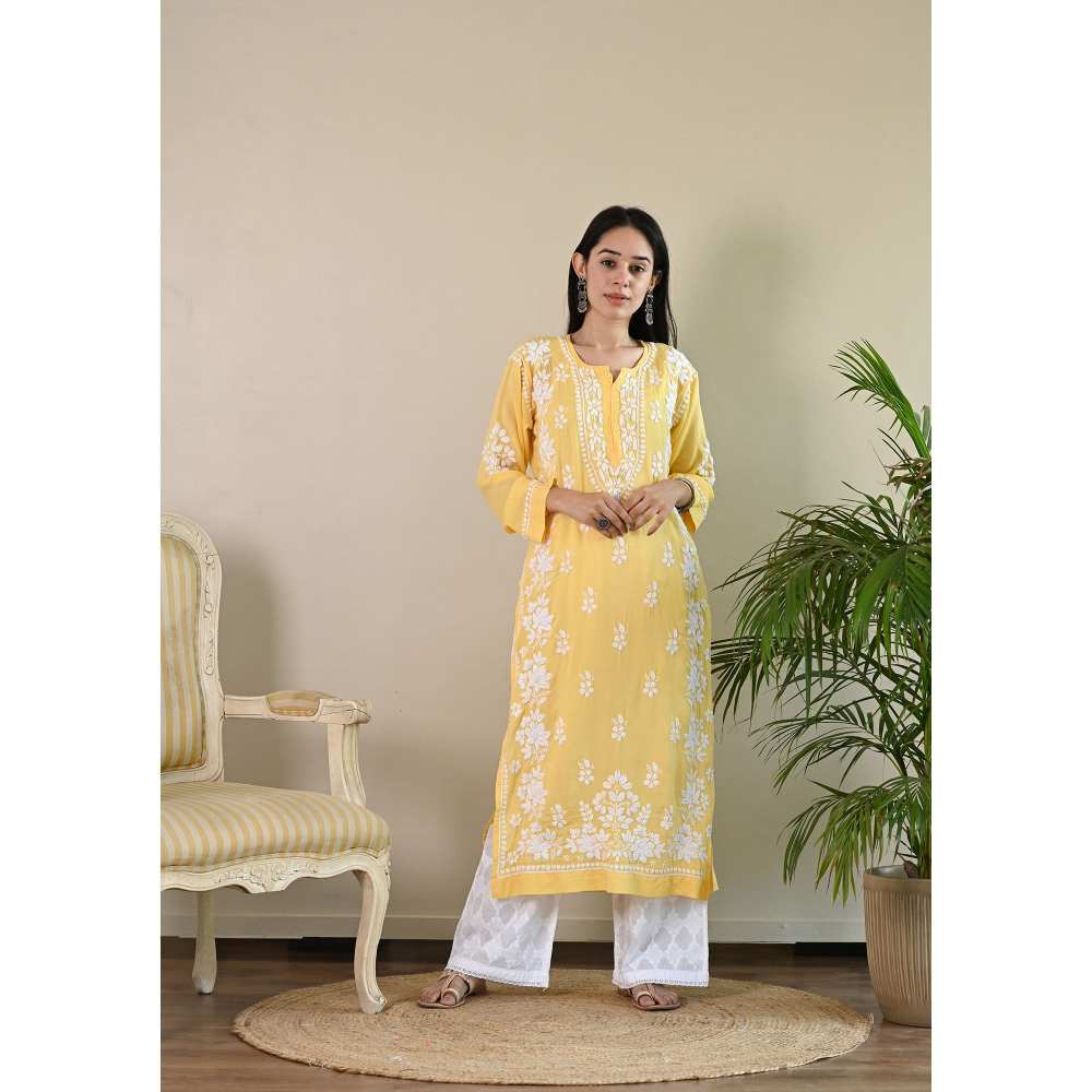 House of Chikankari Qalb Chikankari Modal Straight Kurta