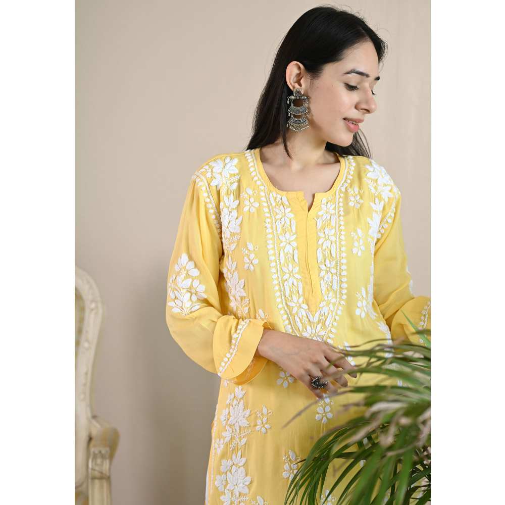 House of Chikankari Qalb Chikankari Modal Straight Kurta