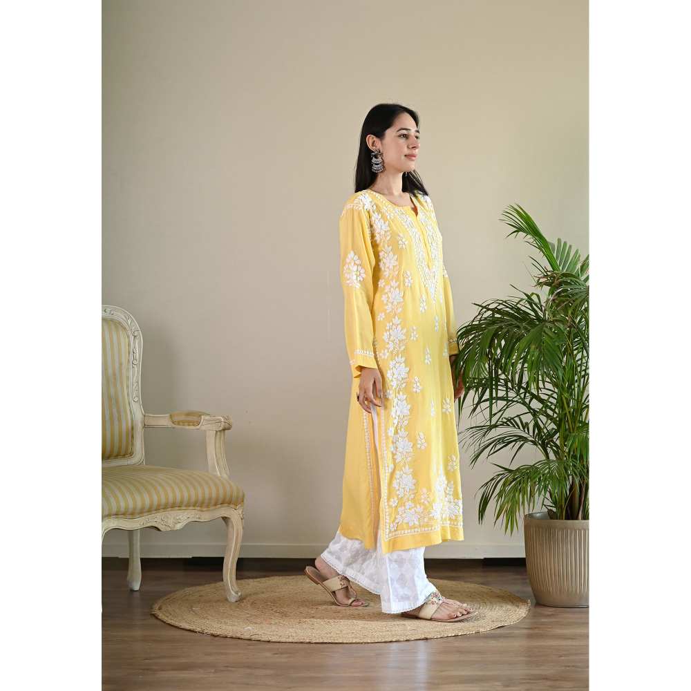 House of Chikankari Qalb Chikankari Modal Straight Kurta