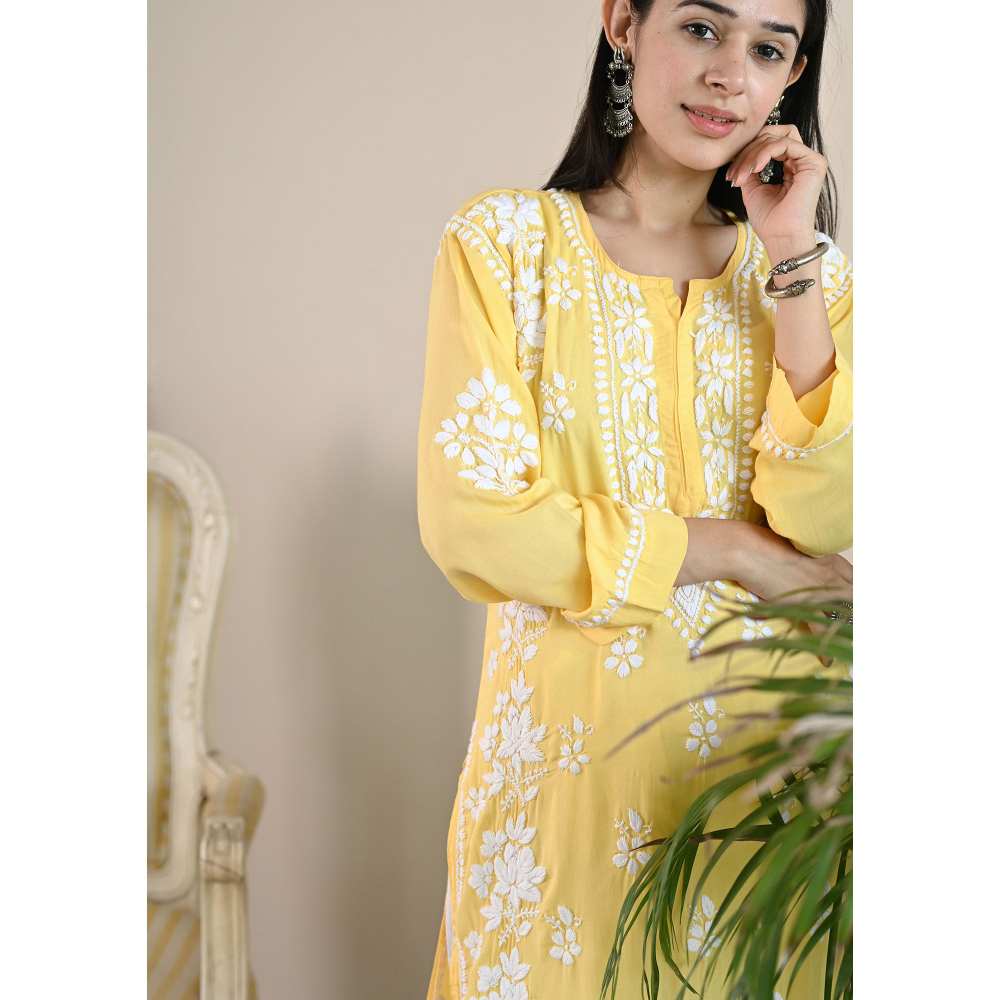 House of Chikankari Qalb Chikankari Modal Straight Kurta