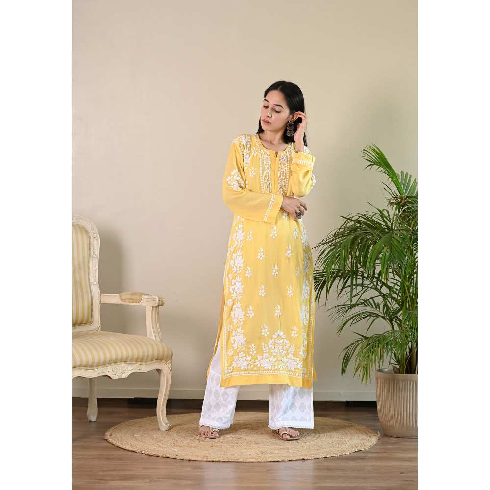 House of Chikankari Qalb Chikankari Modal Straight Kurta