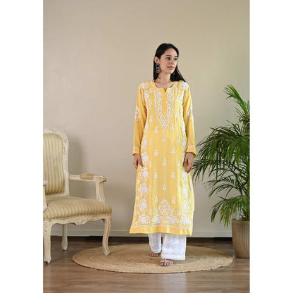 House of Chikankari Qalb Chikankari Modal Straight Kurta