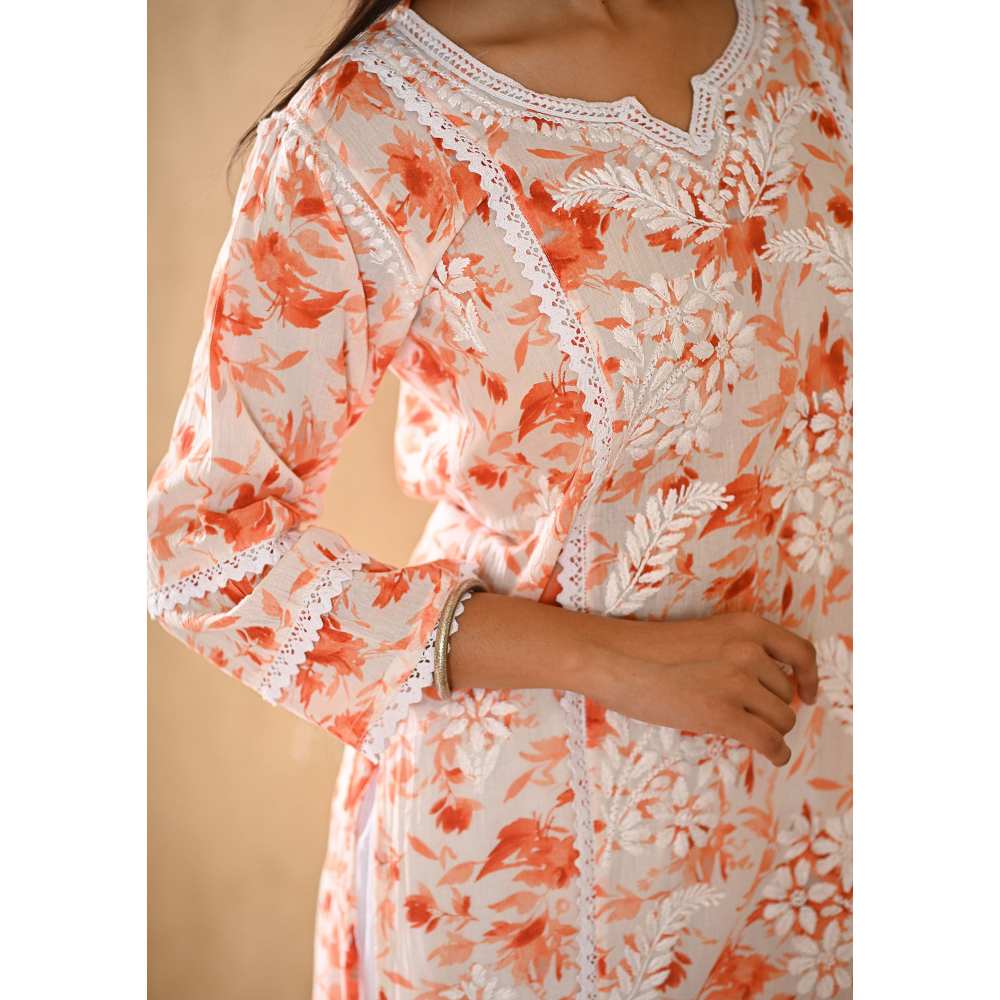 House of Chikankari Juman Chikankari Mulmul Straight Kurta
