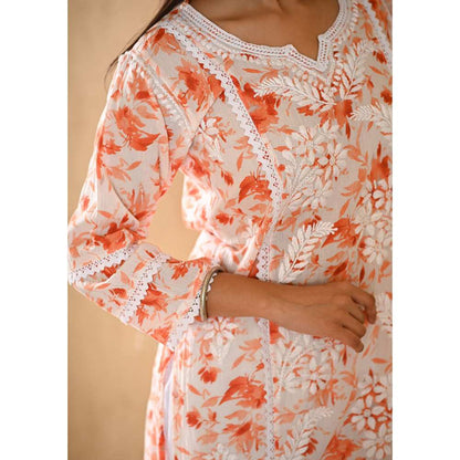 House of Chikankari Juman Chikankari Mulmul Straight Kurta