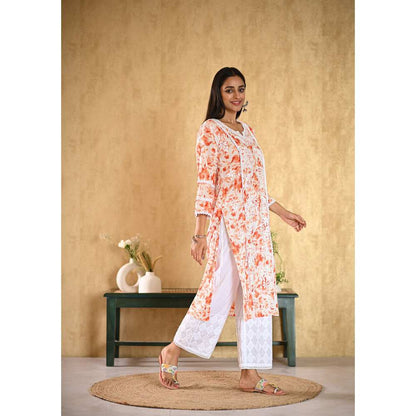 House of Chikankari Juman Chikankari Mulmul Straight Kurta