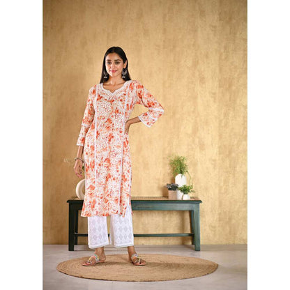 House of Chikankari Juman Chikankari Mulmul Straight Kurta