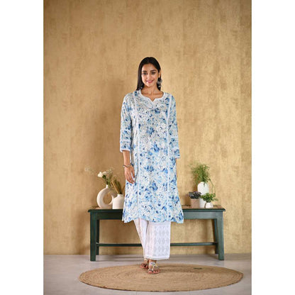 House of Chikankari Juman Chikankari Mulmul Straight Kurta