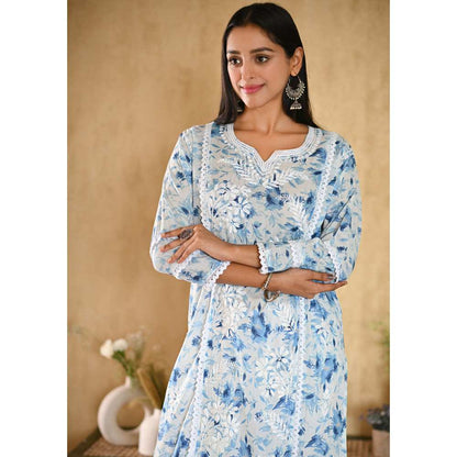 House of Chikankari Juman Chikankari Mulmul Straight Kurta