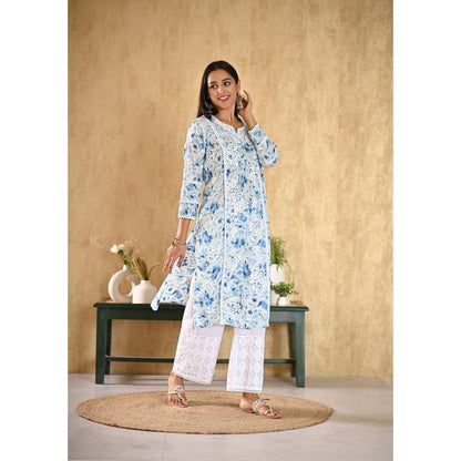 House of Chikankari Juman Chikankari Mulmul Straight Kurta