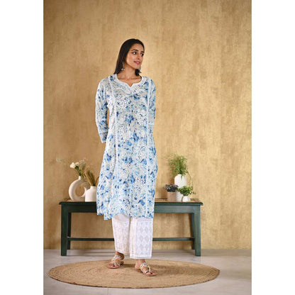 House of Chikankari Juman Chikankari Mulmul Straight Kurta