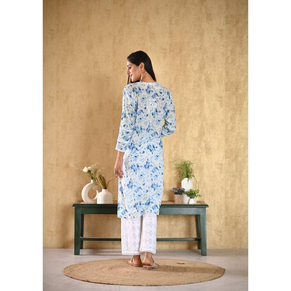 House of Chikankari Juman Chikankari Mulmul Straight Kurta