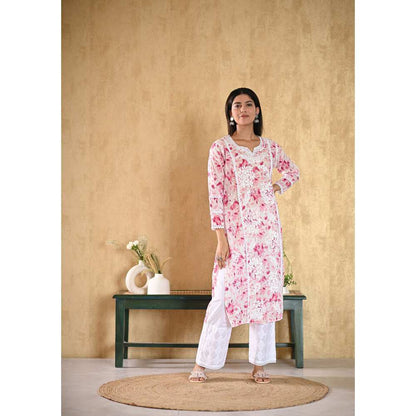 House of Chikankari Juman Chikankari Mulmul Straight Kurta
