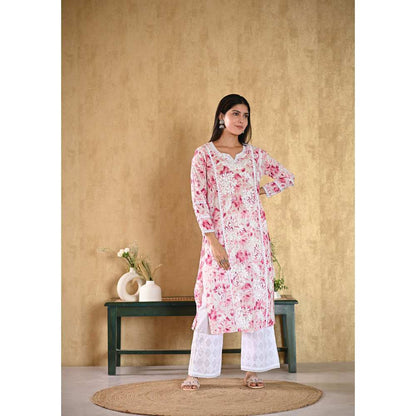 House of Chikankari Juman Chikankari Mulmul Straight Kurta