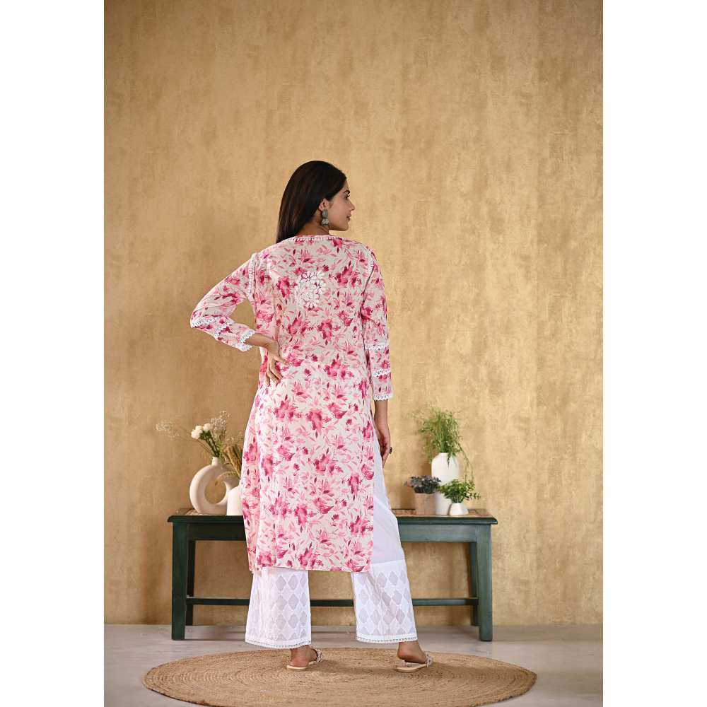House of Chikankari Juman Chikankari Mulmul Straight Kurta