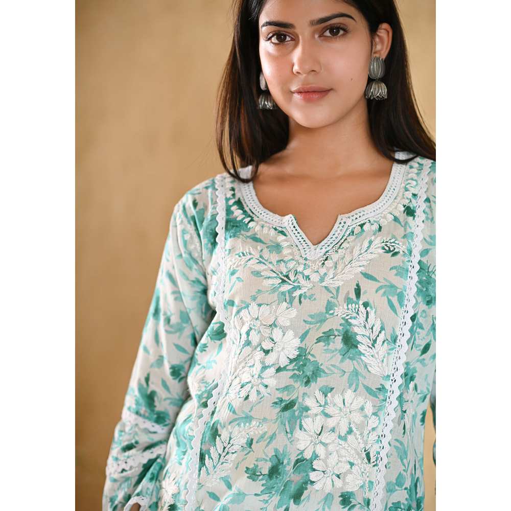 House of Chikankari Juman Chikankari Mulmul Straight Kurta