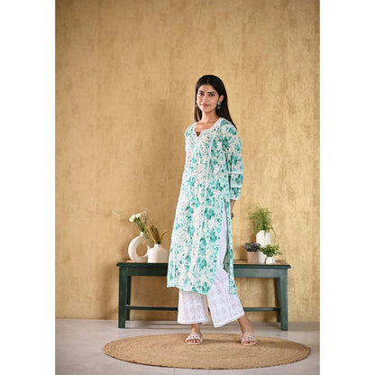 House of Chikankari Juman Chikankari Mulmul Straight Kurta
