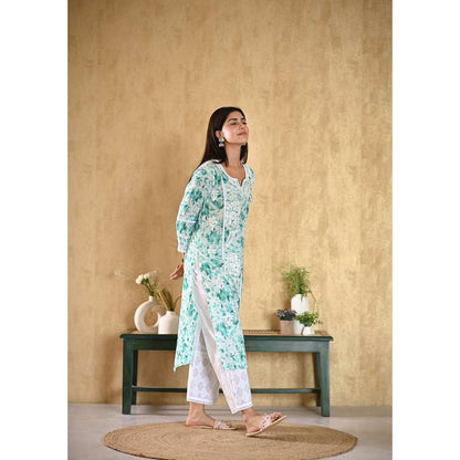 House of Chikankari Juman Chikankari Mulmul Straight Kurta