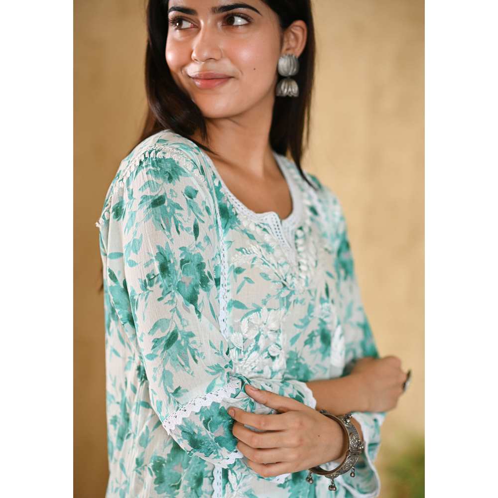 House of Chikankari Juman Chikankari Mulmul Straight Kurta