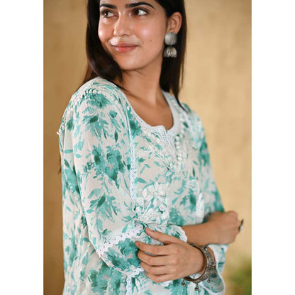 House of Chikankari Juman Chikankari Mulmul Straight Kurta