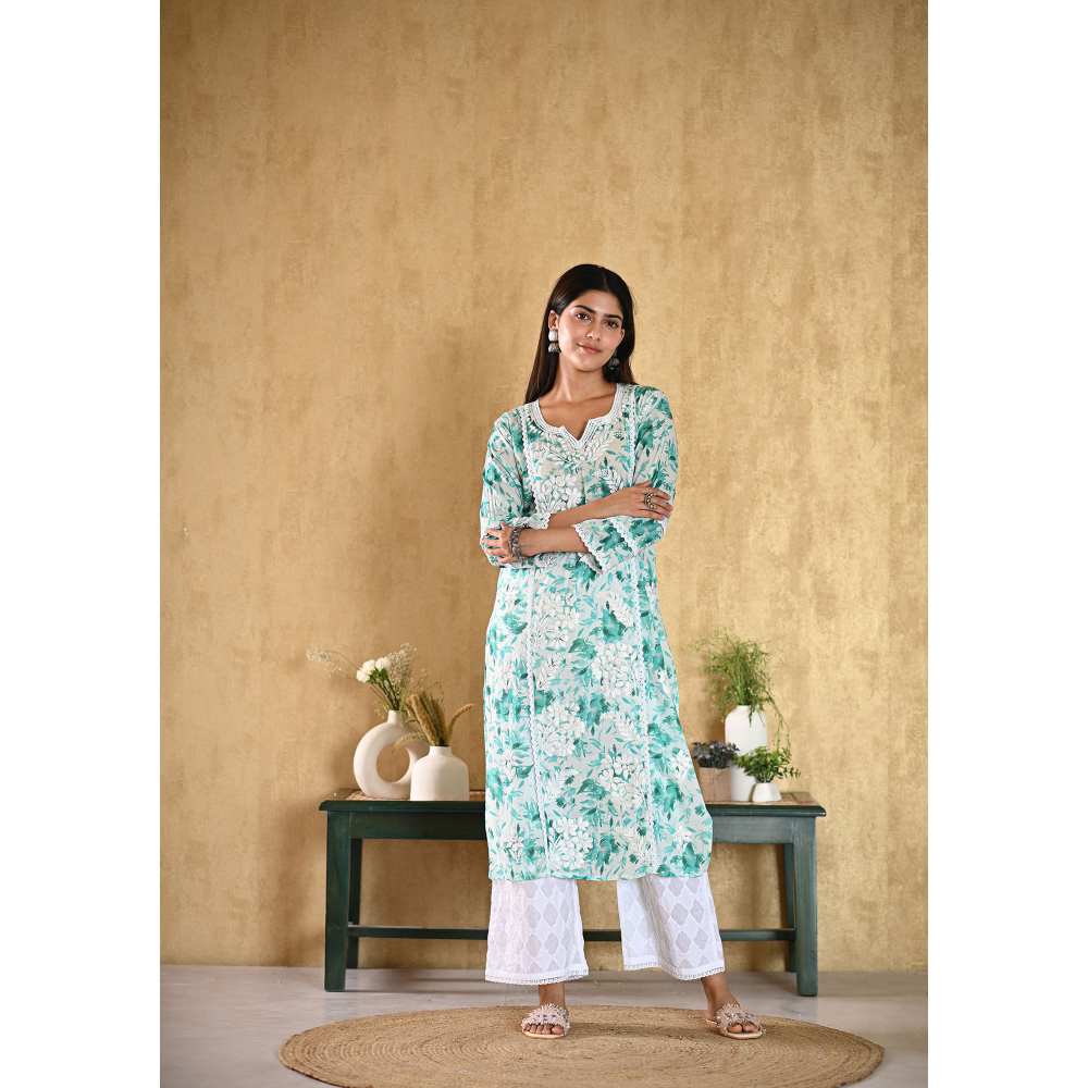 House of Chikankari Juman Chikankari Mulmul Straight Kurta