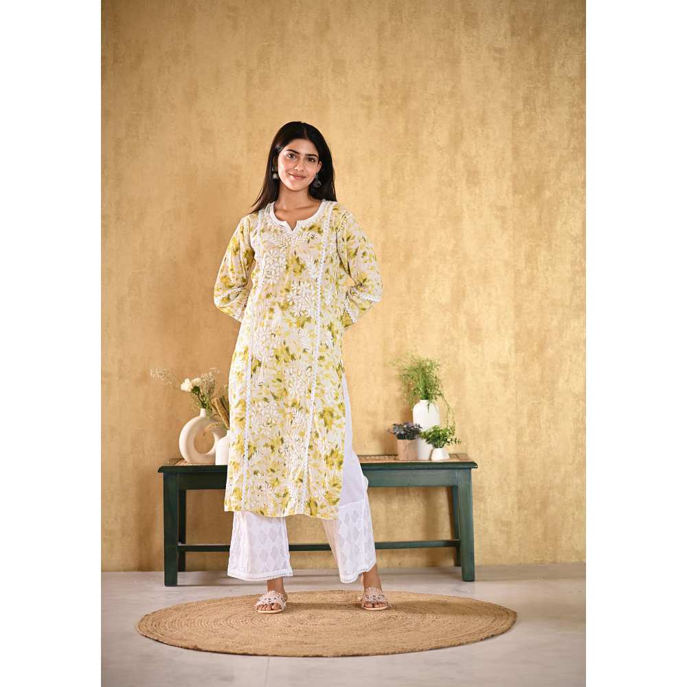 House of Chikankari Juman Chikankari Mulmul Straight Kurta