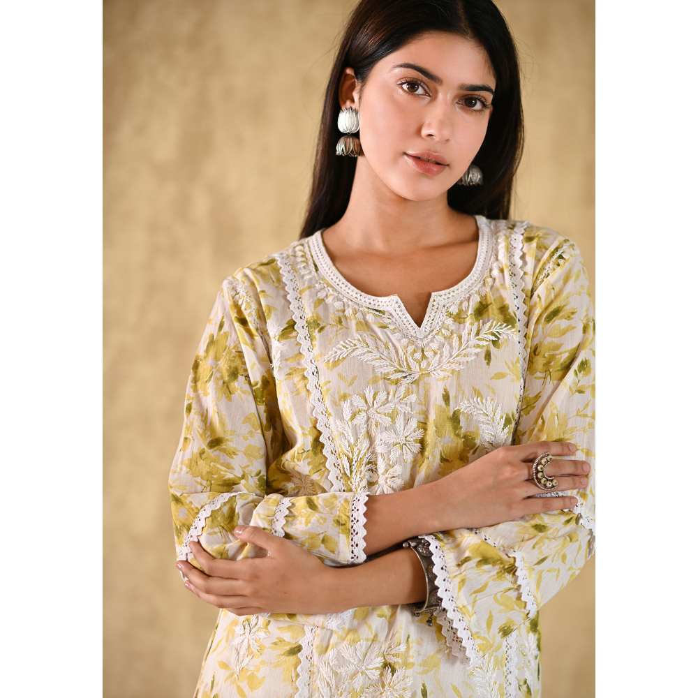 House of Chikankari Juman Chikankari Mulmul Straight Kurta