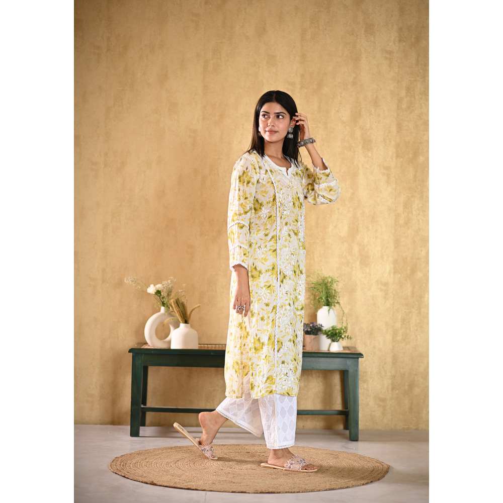 House of Chikankari Juman Chikankari Mulmul Straight Kurta