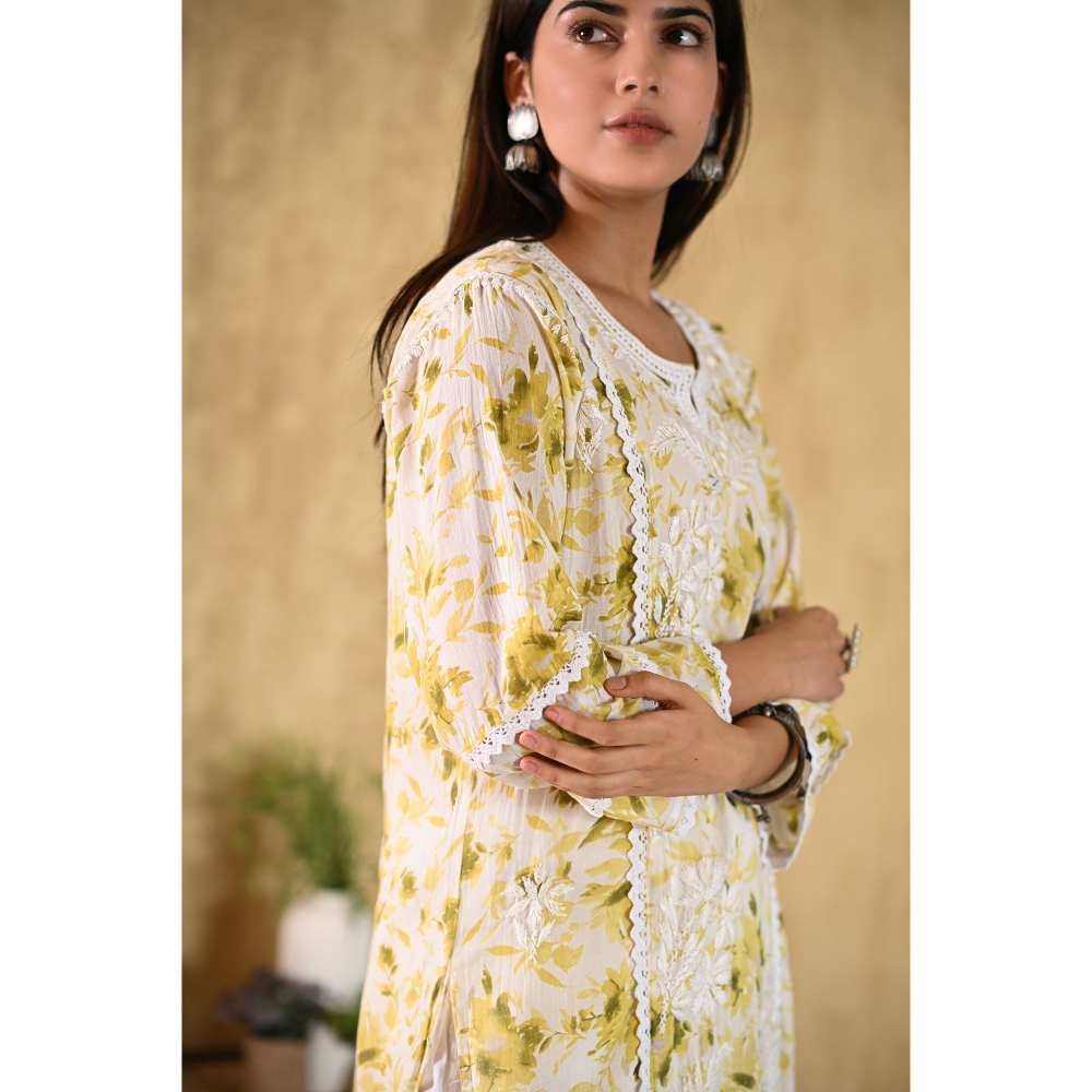 House of Chikankari Juman Chikankari Mulmul Straight Kurta
