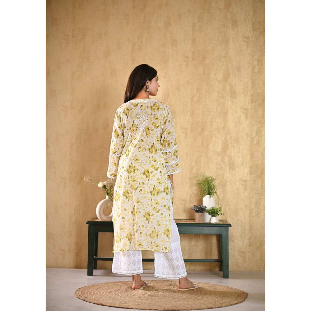 House of Chikankari Juman Chikankari Mulmul Straight Kurta