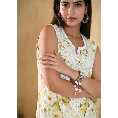 House of Chikankari Juman Chikankari Mulmul Sleeveless Straight Kurta