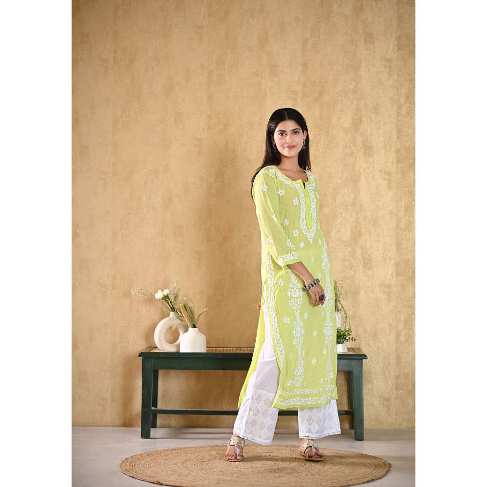 House of Chikankari Aiza Chikankari Modal Straight Kurta