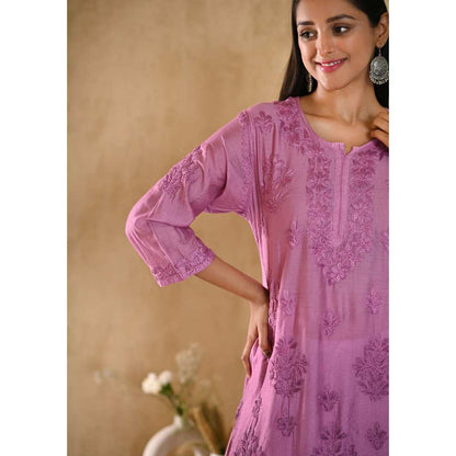 House of Chikankari Sama Chikankari Chanderi Straight Kurta
