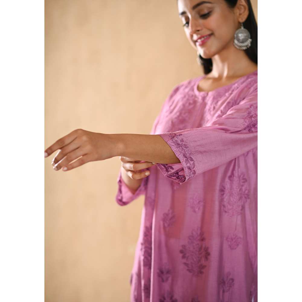 House of Chikankari Sama Chikankari Chanderi Straight Kurta