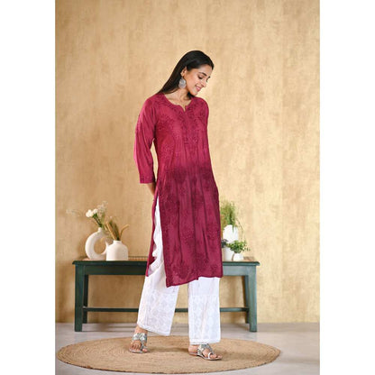 House of Chikankari Sama Chikankari Chanderi Straight Kurta