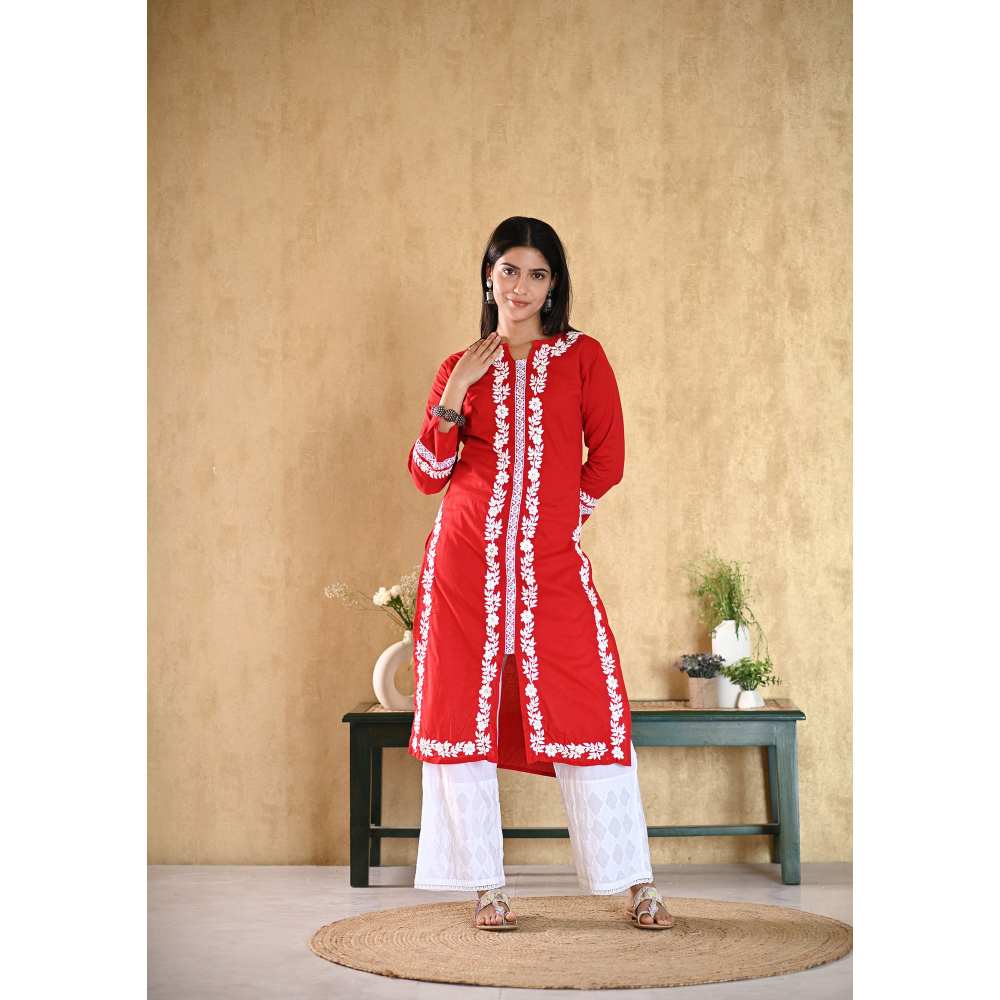 House of Chikankari Nargis Chikankari Cotton Straight Kurta