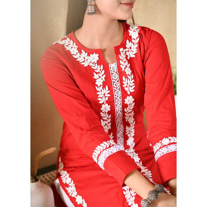 House of Chikankari Nargis Chikankari Cotton Straight Kurta