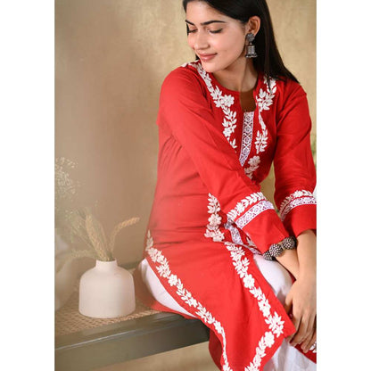 House of Chikankari Nargis Chikankari Cotton Straight Kurta
