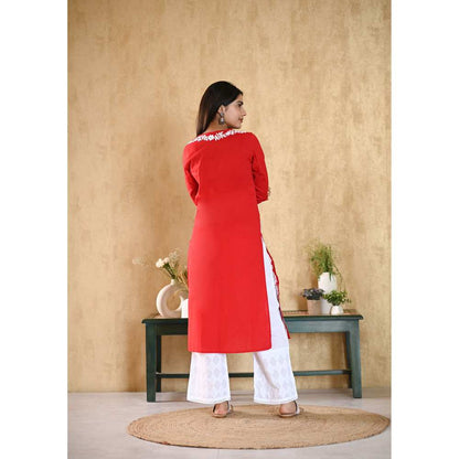 House of Chikankari Nargis Chikankari Cotton Straight Kurta