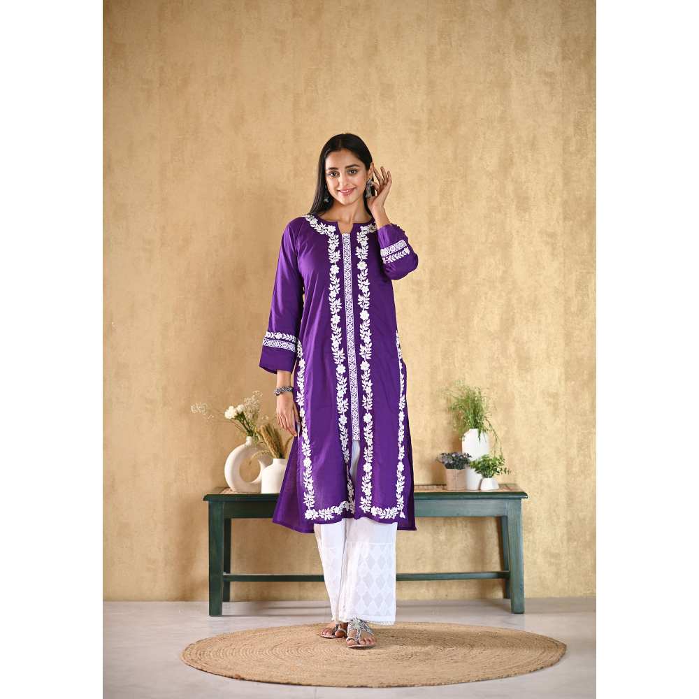 House of Chikankari Nargis Chikankari Cotton Straight Kurta