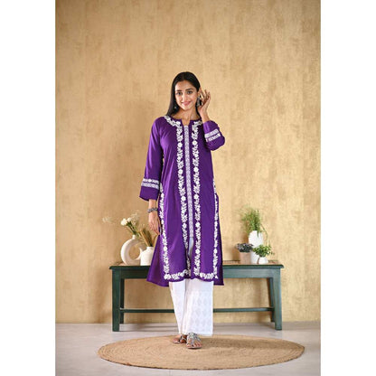 House of Chikankari Nargis Chikankari Cotton Straight Kurta