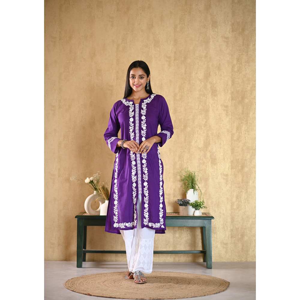 House of Chikankari Nargis Chikankari Cotton Straight Kurta