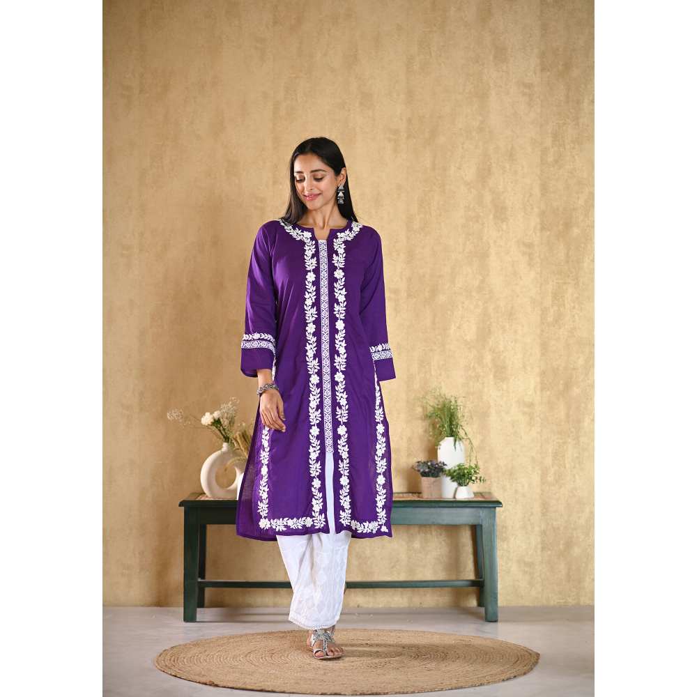 House of Chikankari Nargis Chikankari Cotton Straight Kurta
