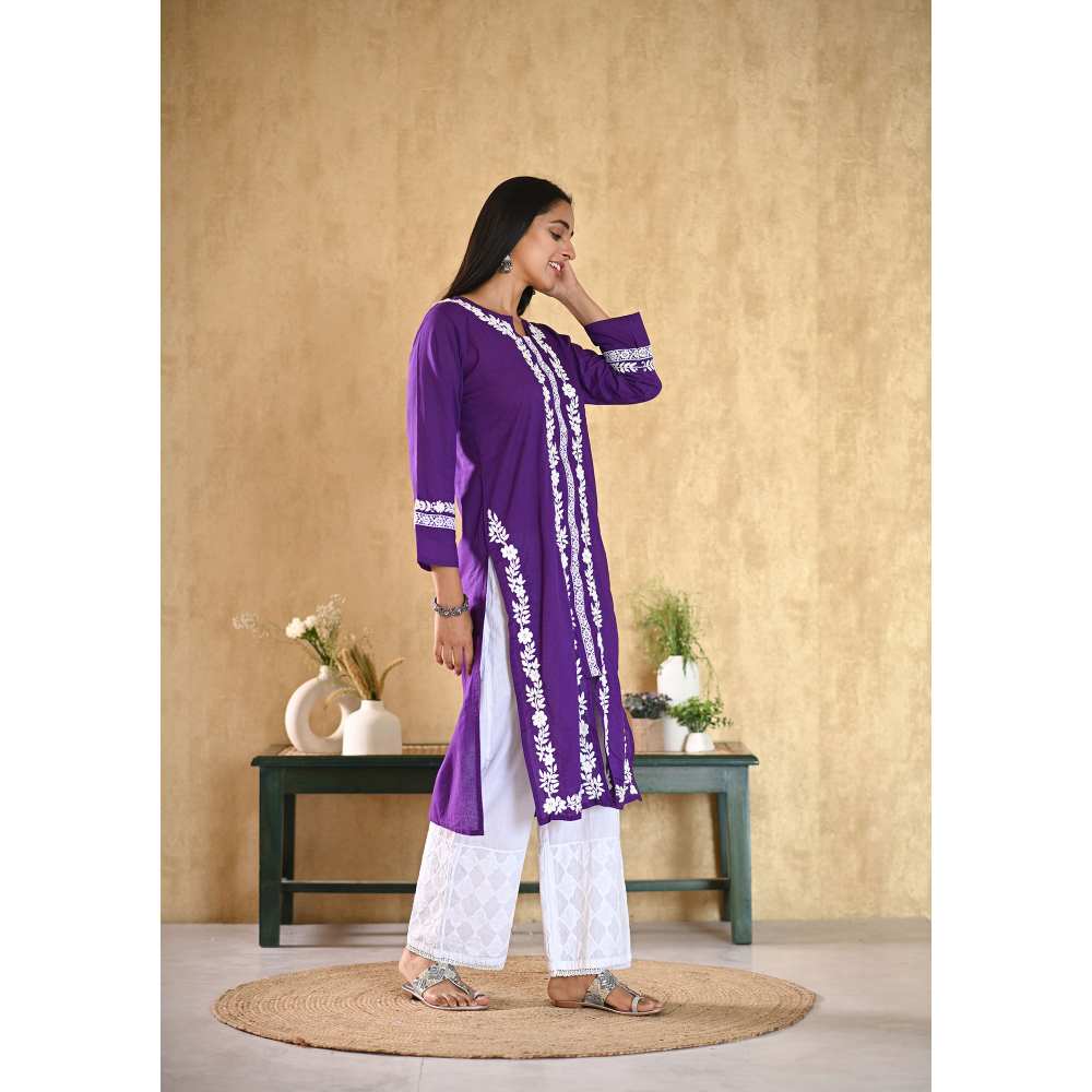 House of Chikankari Nargis Chikankari Cotton Straight Kurta