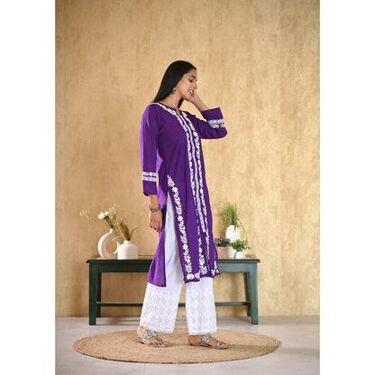 House of Chikankari Nargis Chikankari Cotton Straight Kurta