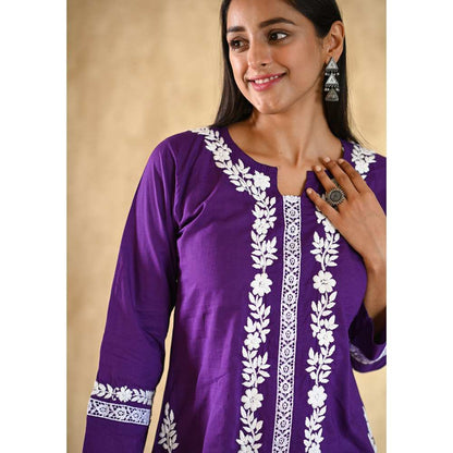 House of Chikankari Nargis Chikankari Cotton Straight Kurta