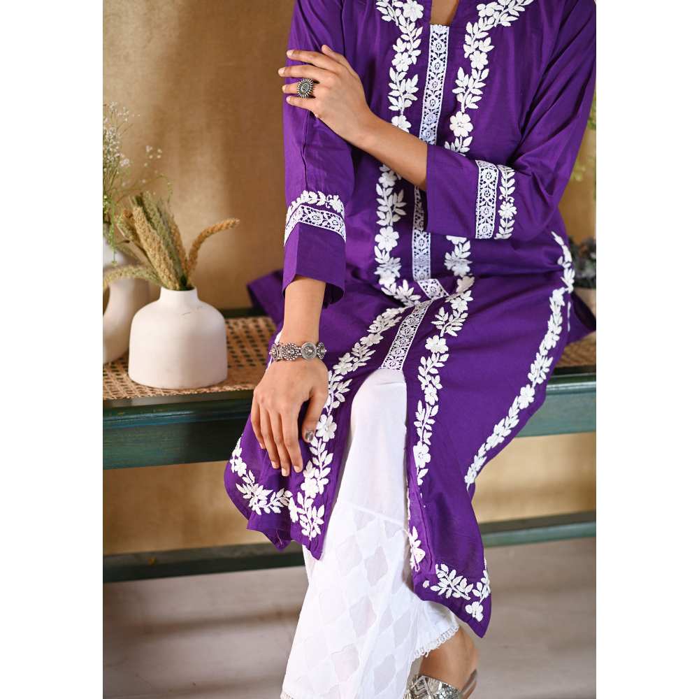 House of Chikankari Nargis Chikankari Cotton Straight Kurta