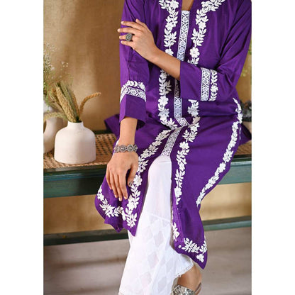 House of Chikankari Nargis Chikankari Cotton Straight Kurta