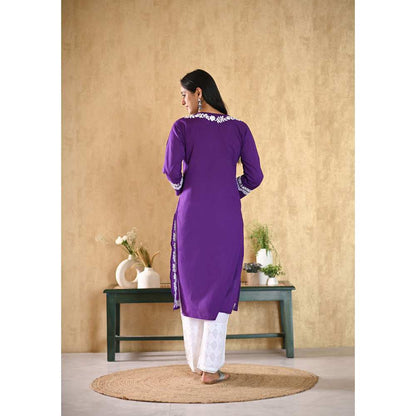 House of Chikankari Nargis Chikankari Cotton Straight Kurta
